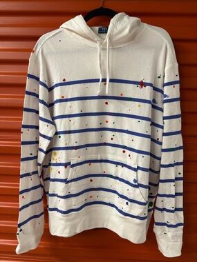 Polo Ralph Lauren Paint-Splatter Striped Spa Terry Hoodie